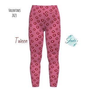 LuLaRoe Pink and Red Heart Leggings for Kids